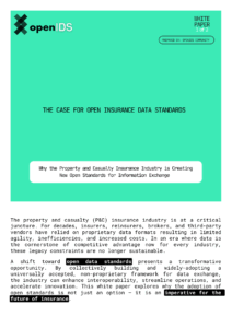 The Case for Open Insurance Data Standards